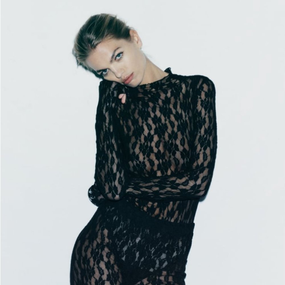 Zara black lace bodysuit NWT